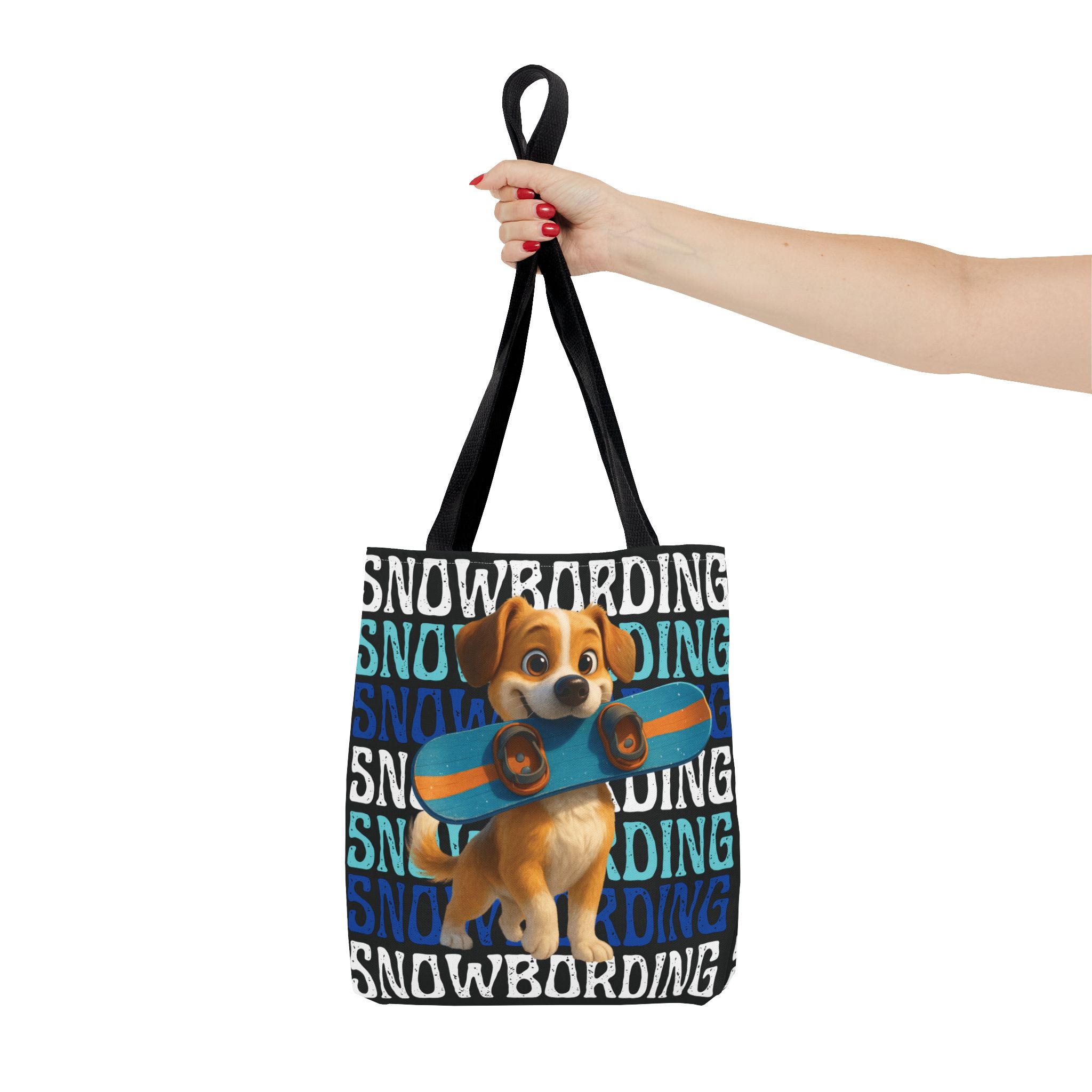 snowboarding puppy tote bag snowboarding puppy tote bag