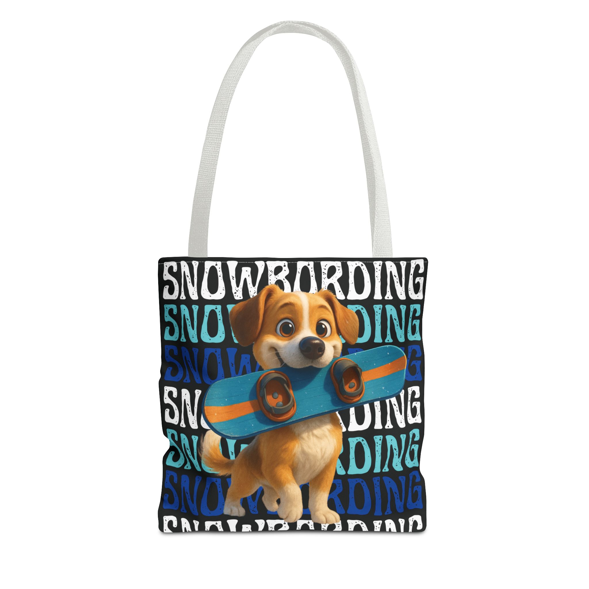 snowboarding puppy tote bag snowboarding puppy tote bag