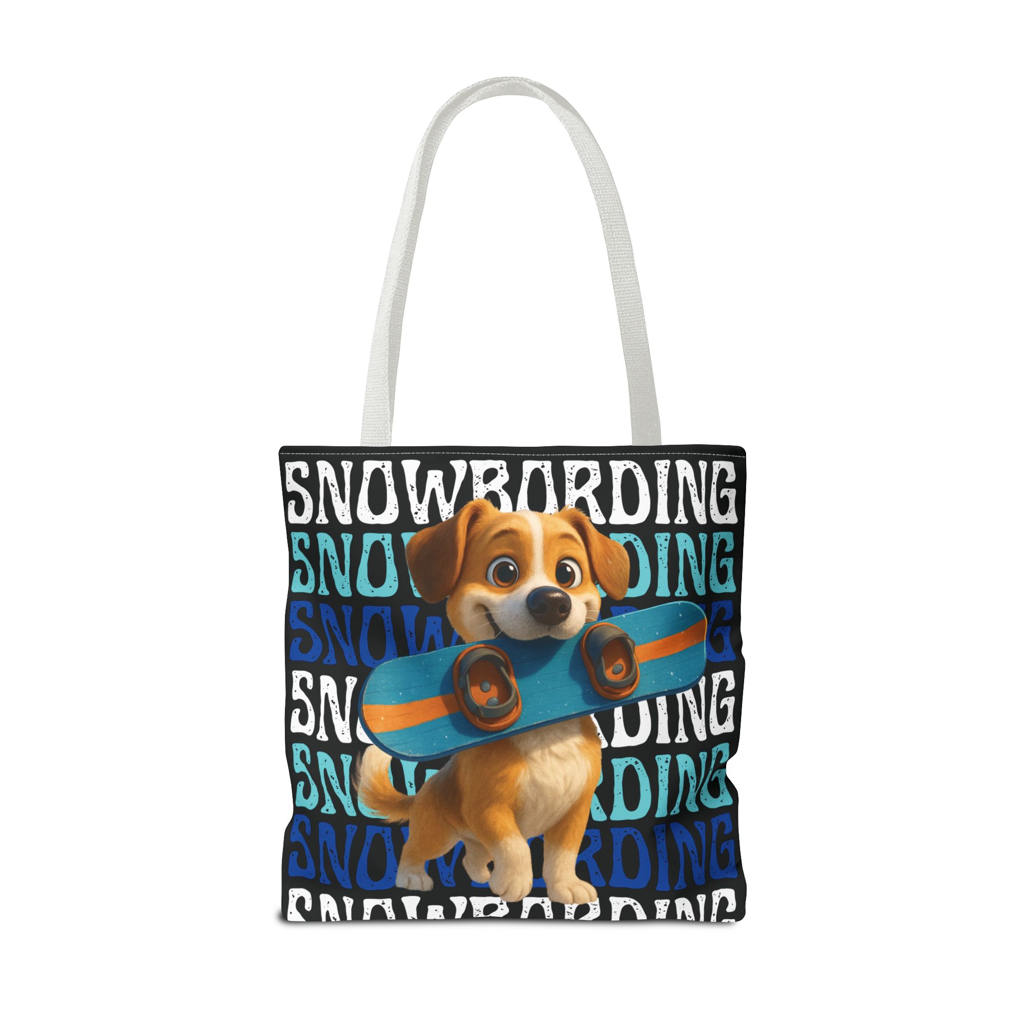 snowboarding puppy tote bag snowboarding puppy tote bag