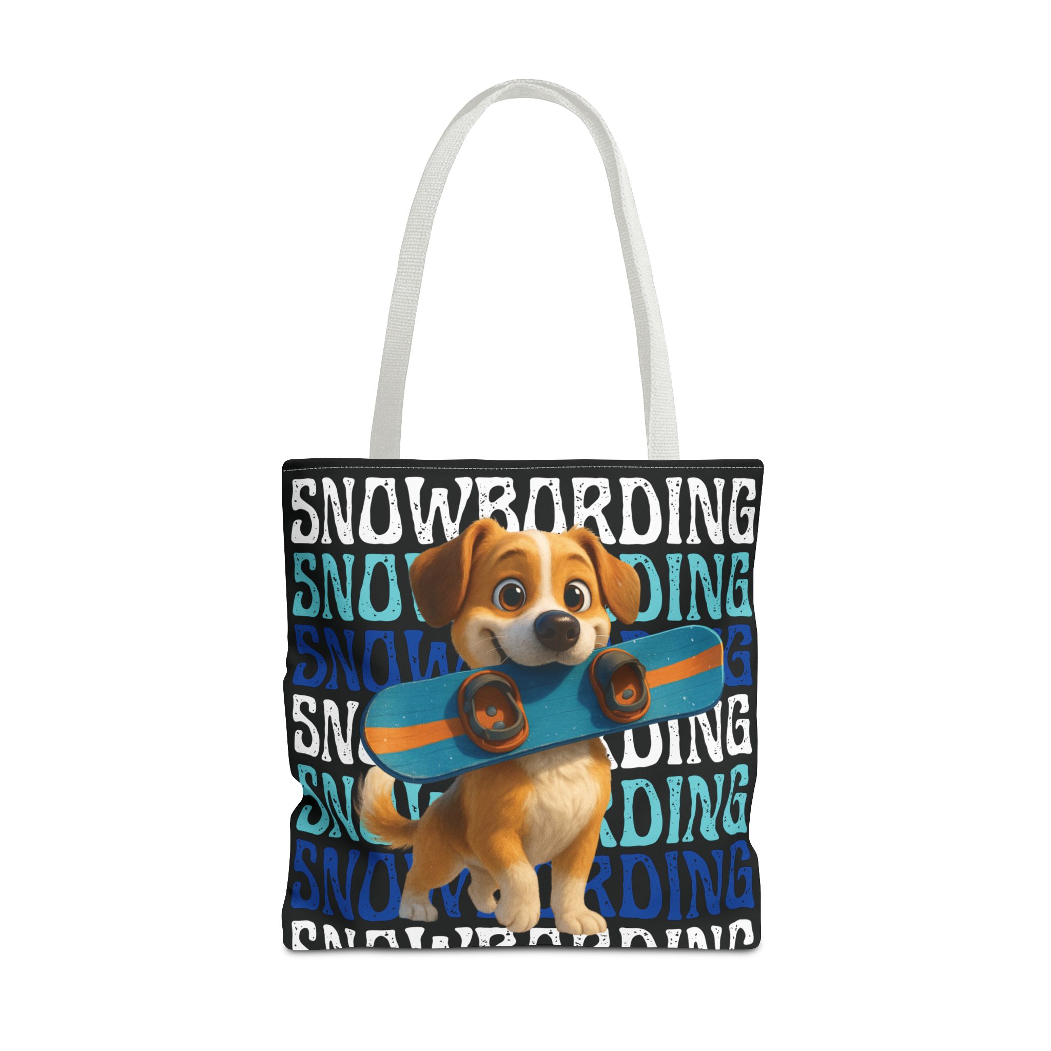 snowboarding puppy tote bag snowboarding puppy tote bag