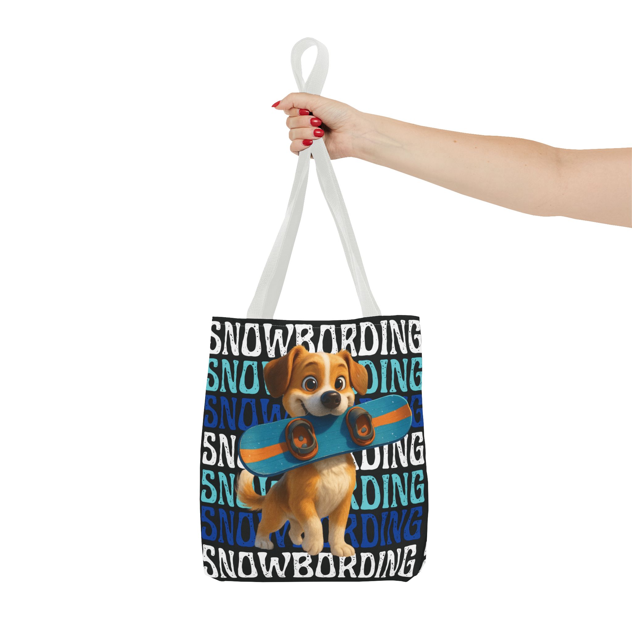 snowboarding puppy tote bag snowboarding puppy tote bag