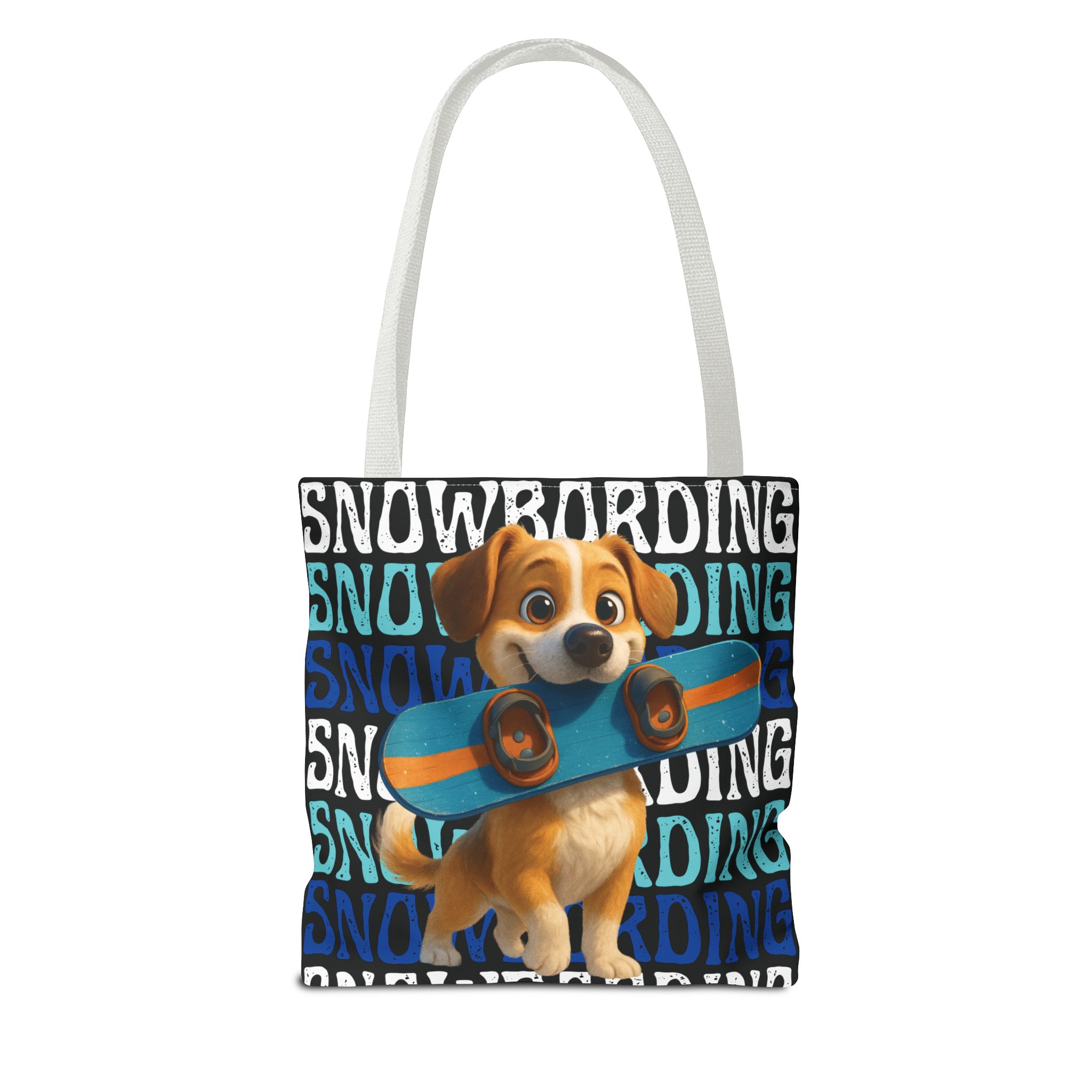snowboarding puppy tote bag snowboarding puppy tote bag
