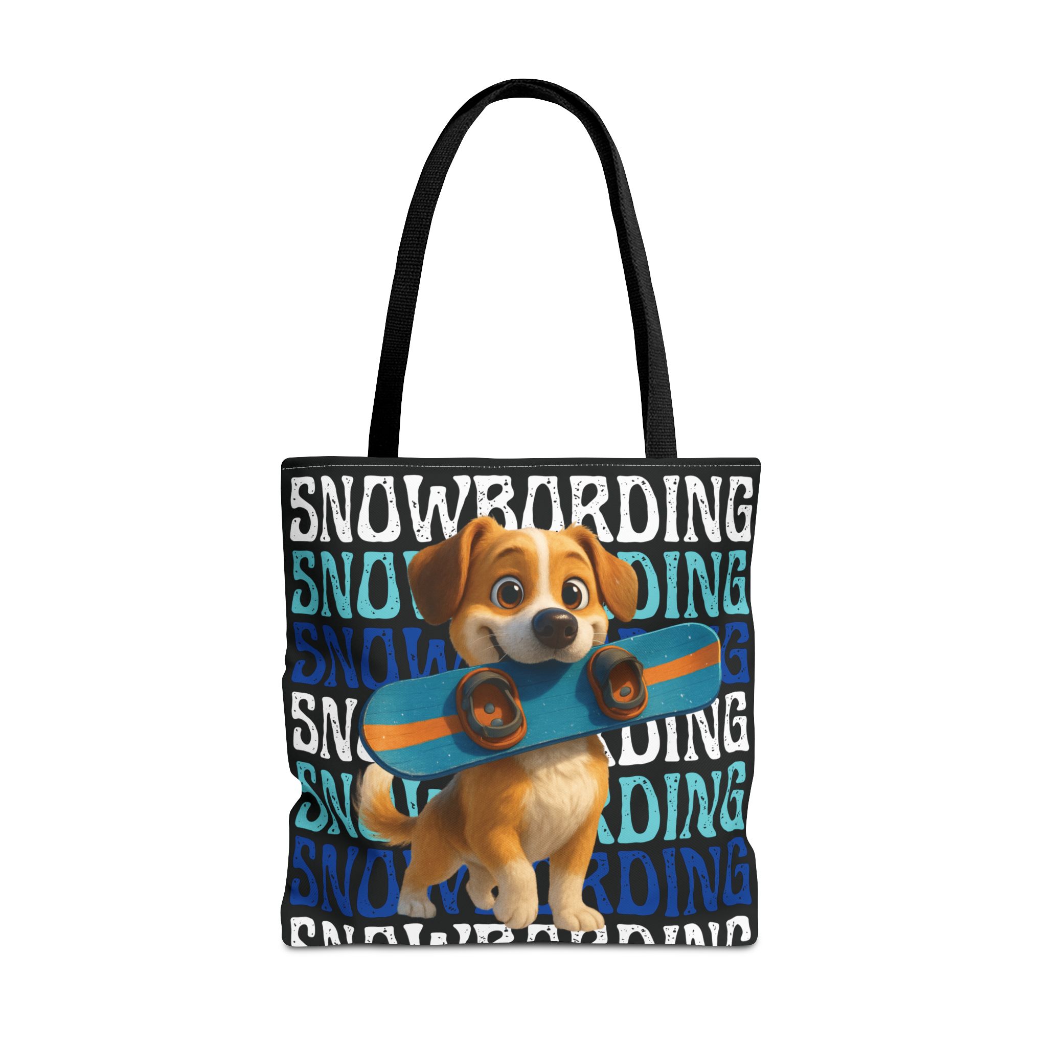 snowboarding puppy tote bag snowboarding puppy tote bag