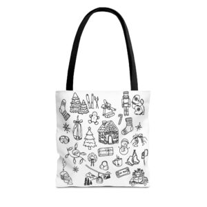 Pagrindinis holiday doodle tote bag — festive christmas