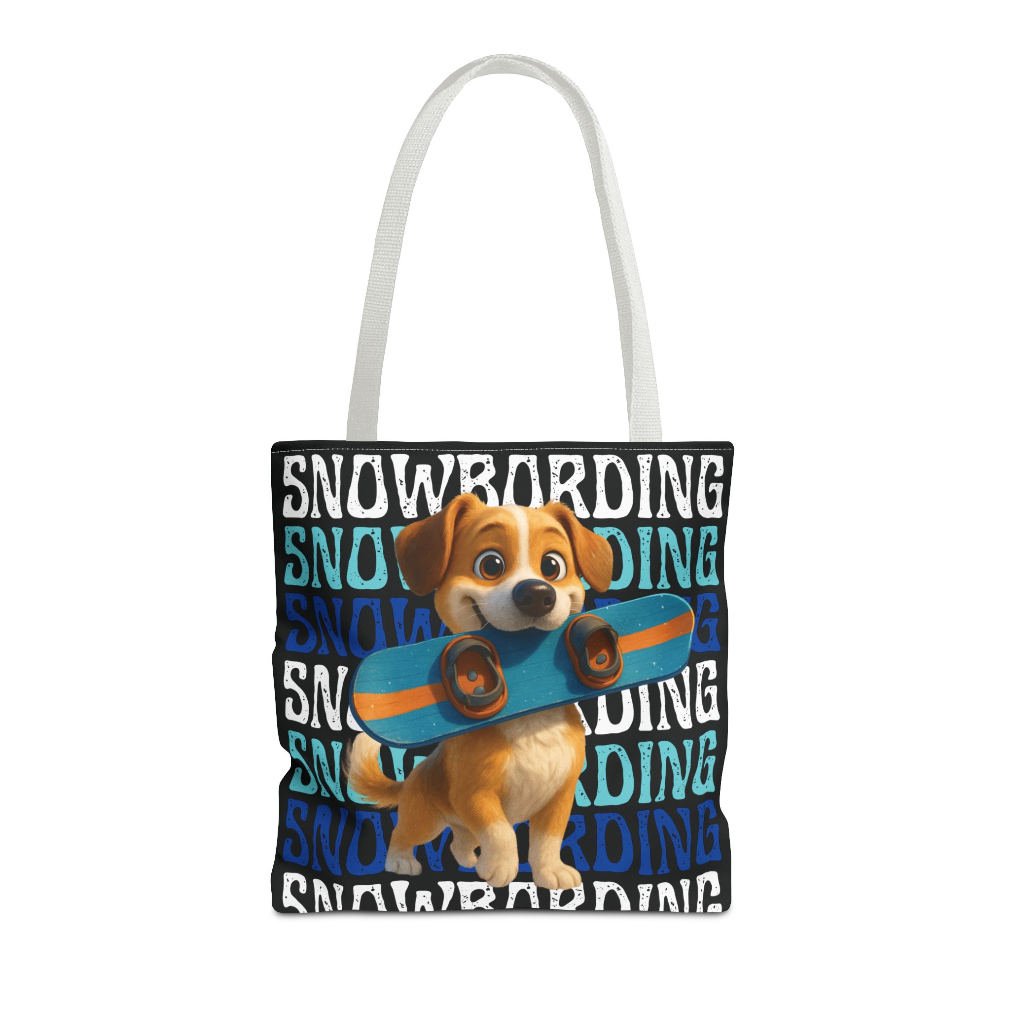 snowboarding puppy tote bag snowboarding puppy tote bag