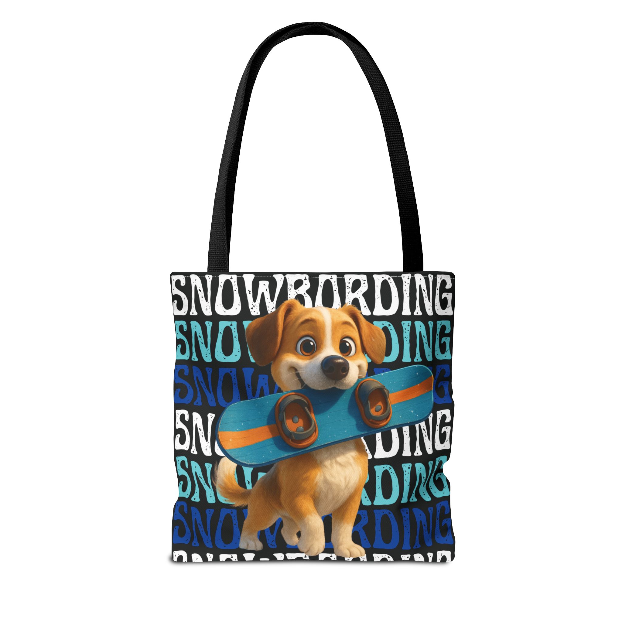 snowboarding puppy tote bag snowboarding puppy tote bag