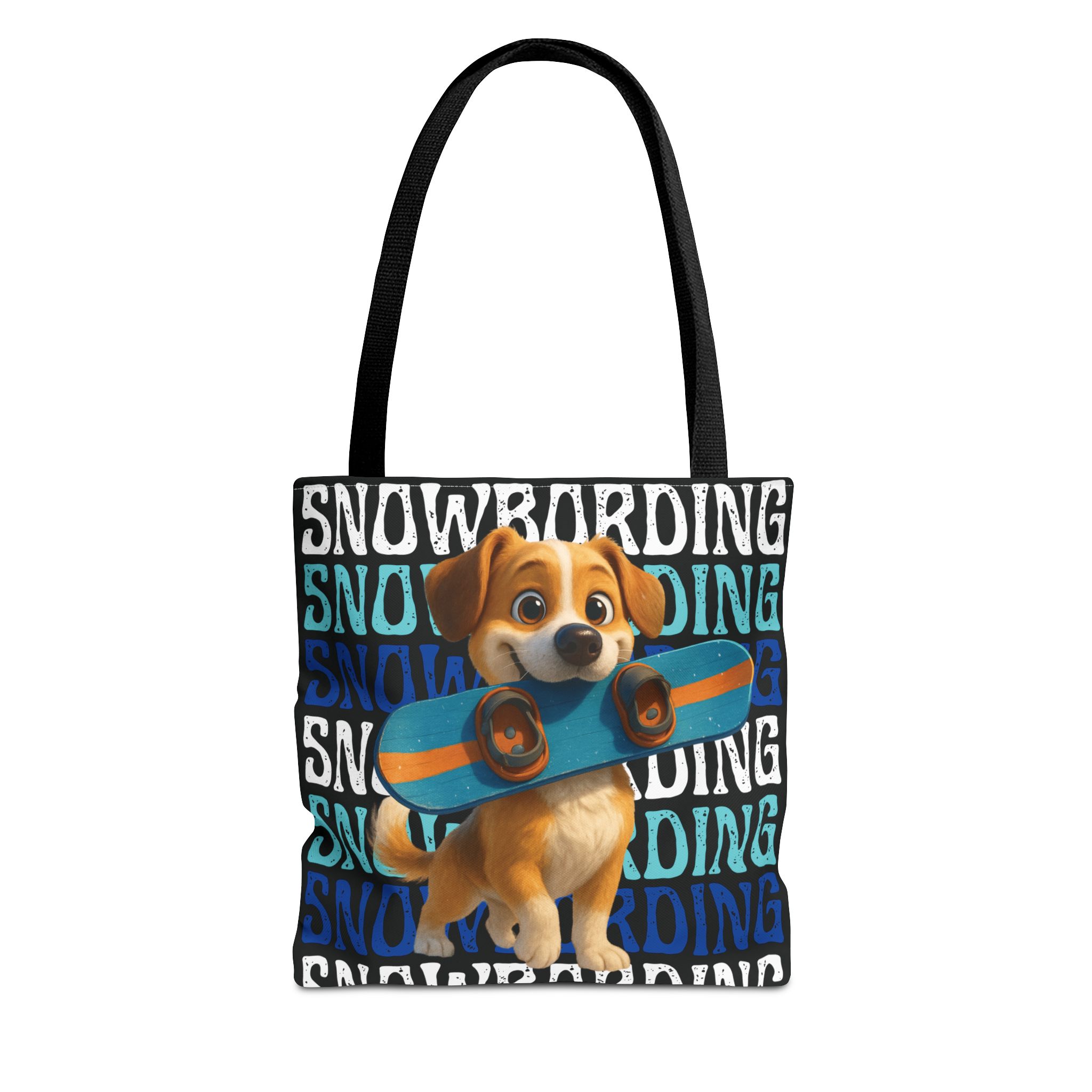 snowboarding puppy tote bag snowboarding puppy tote bag